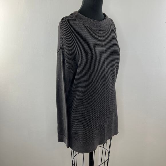 Carbon 2 Cobalt Gray Knit Sweater Cotton Round Neck Long Sleeve Pullover L Large - Picture 3 of 7